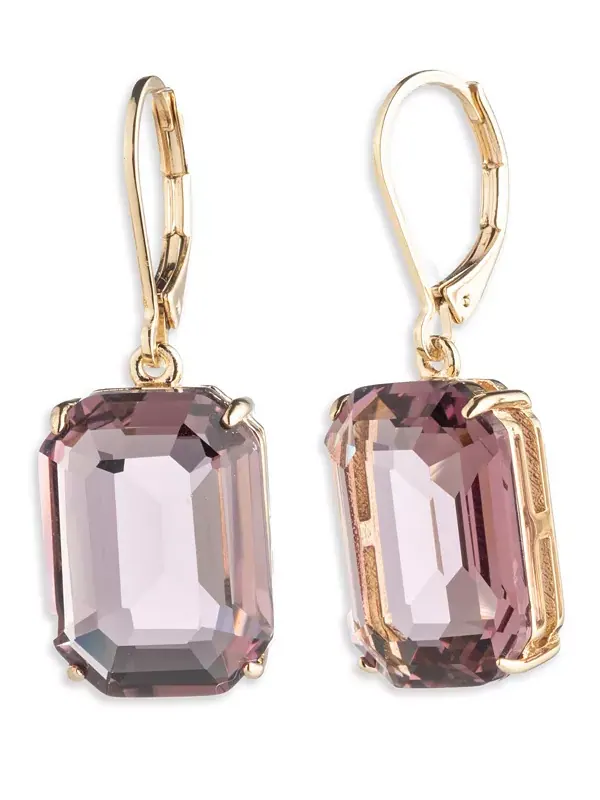 Серьги-Подвески из стеклянных камней золотистого оттенка Lauren Ralph Lauren — изображение 1 из 2, оттенок фиолетовый