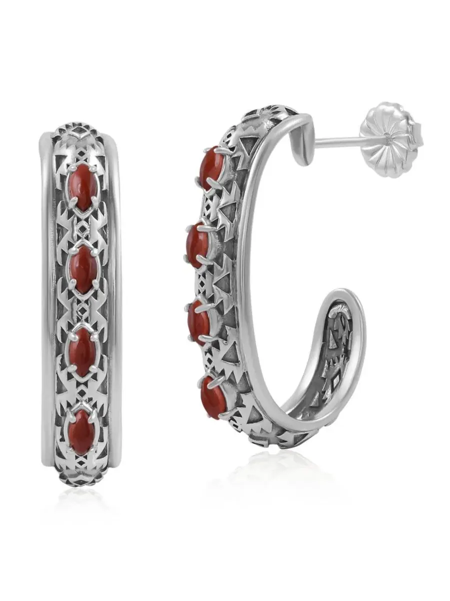 Серьги-каффы J-Hoop из стерлингового серебра с яшмой American West Jewelry — изображение 1 из 6, оттенок нет цвета