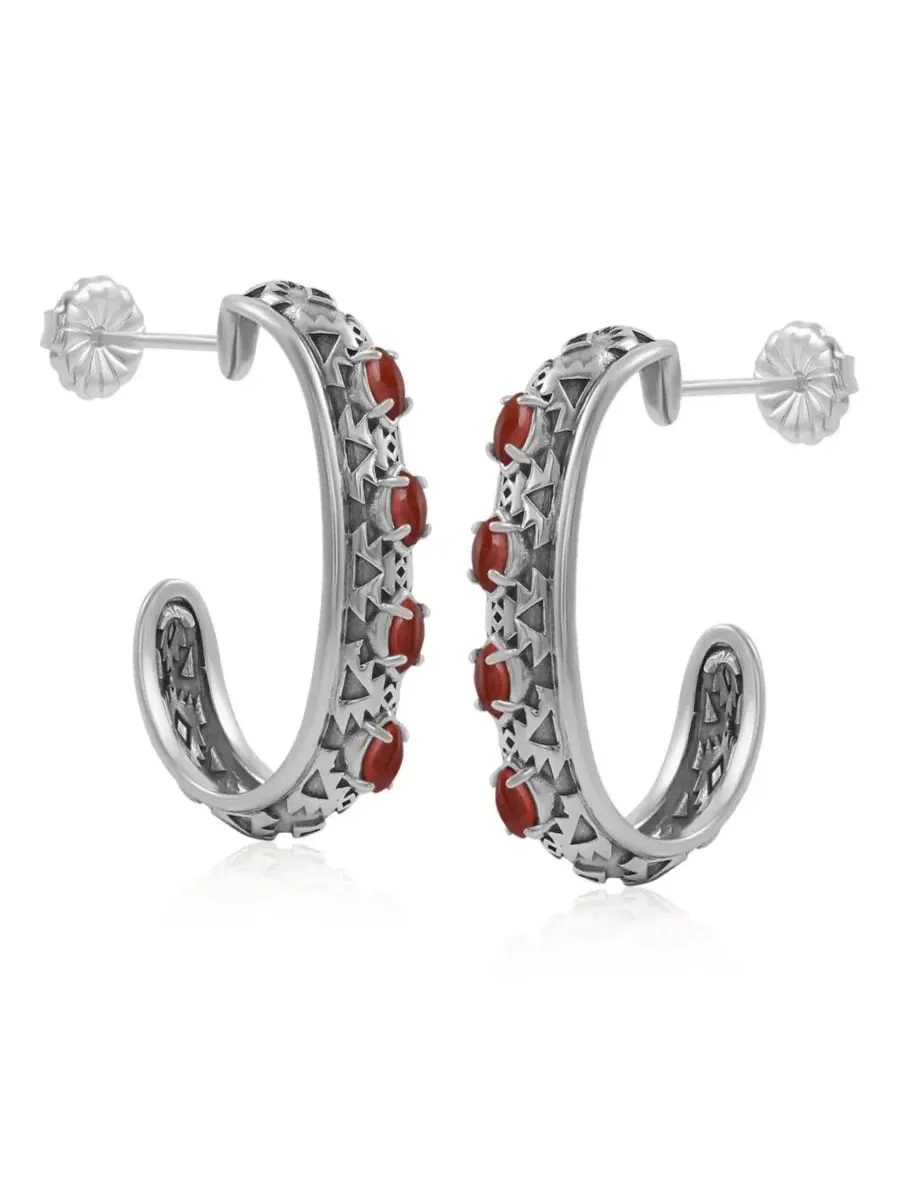 Серьги-каффы J-Hoop из стерлингового серебра с яшмой American West Jewelry — изображение 3 из 6, оттенок нет цвета