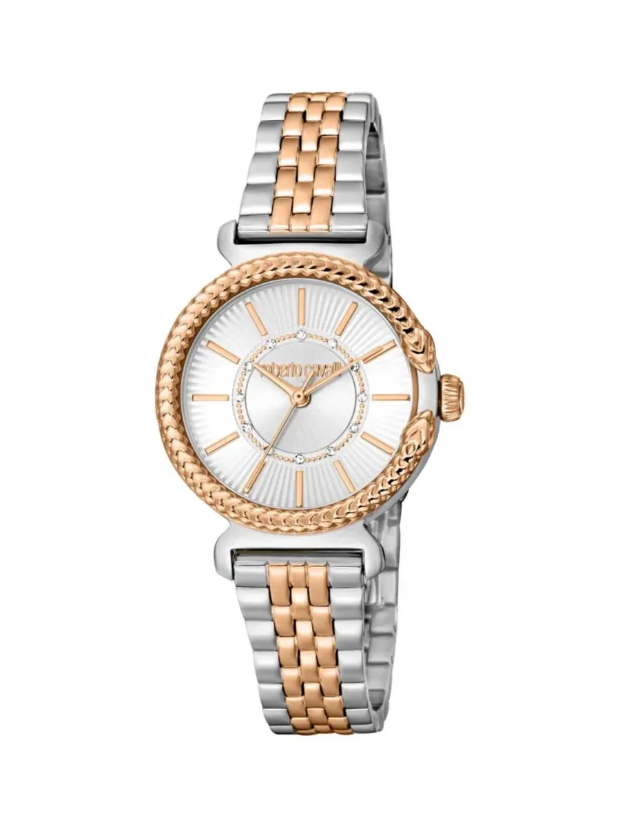 Женские часы Snake Core Quartz с браслетом из нержавеющей стали Roberto Cavalli — изображение 1 из 1, оттенок серебряный