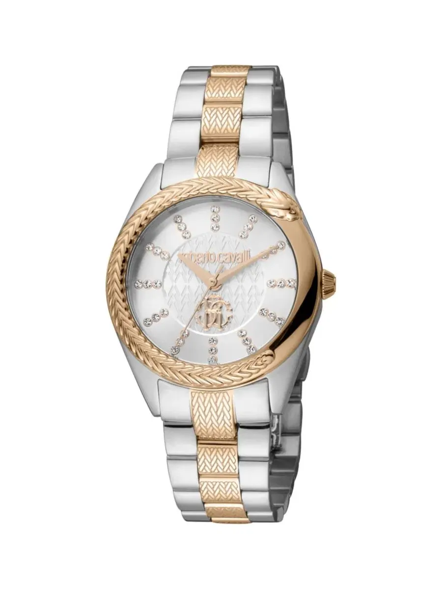 Женские часы Snake Core Quartz с браслетом из стали двух тонов Roberto Cavalli