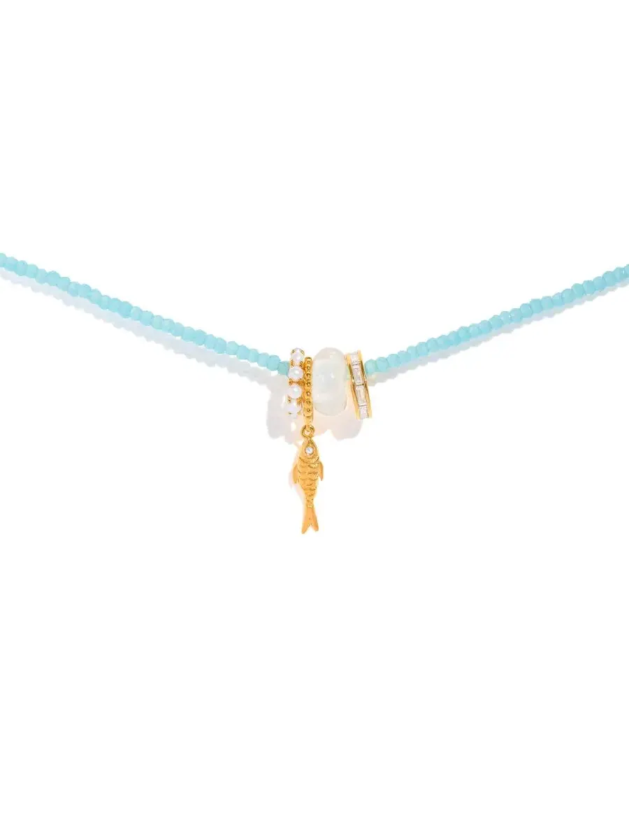 Ожерелье с подвеской-рыбкой Crystal Fish Out of Water Beaded Girls Crew — изображение 1 из 4, оттенок золото