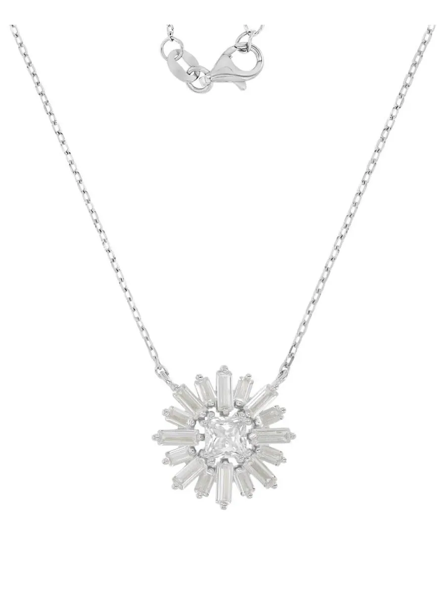 Кулон-солнце с цирконием Rhodium Over Sterling Silver Baguette and Princess Cut Cubic Zirconia — изображение 1 из 4