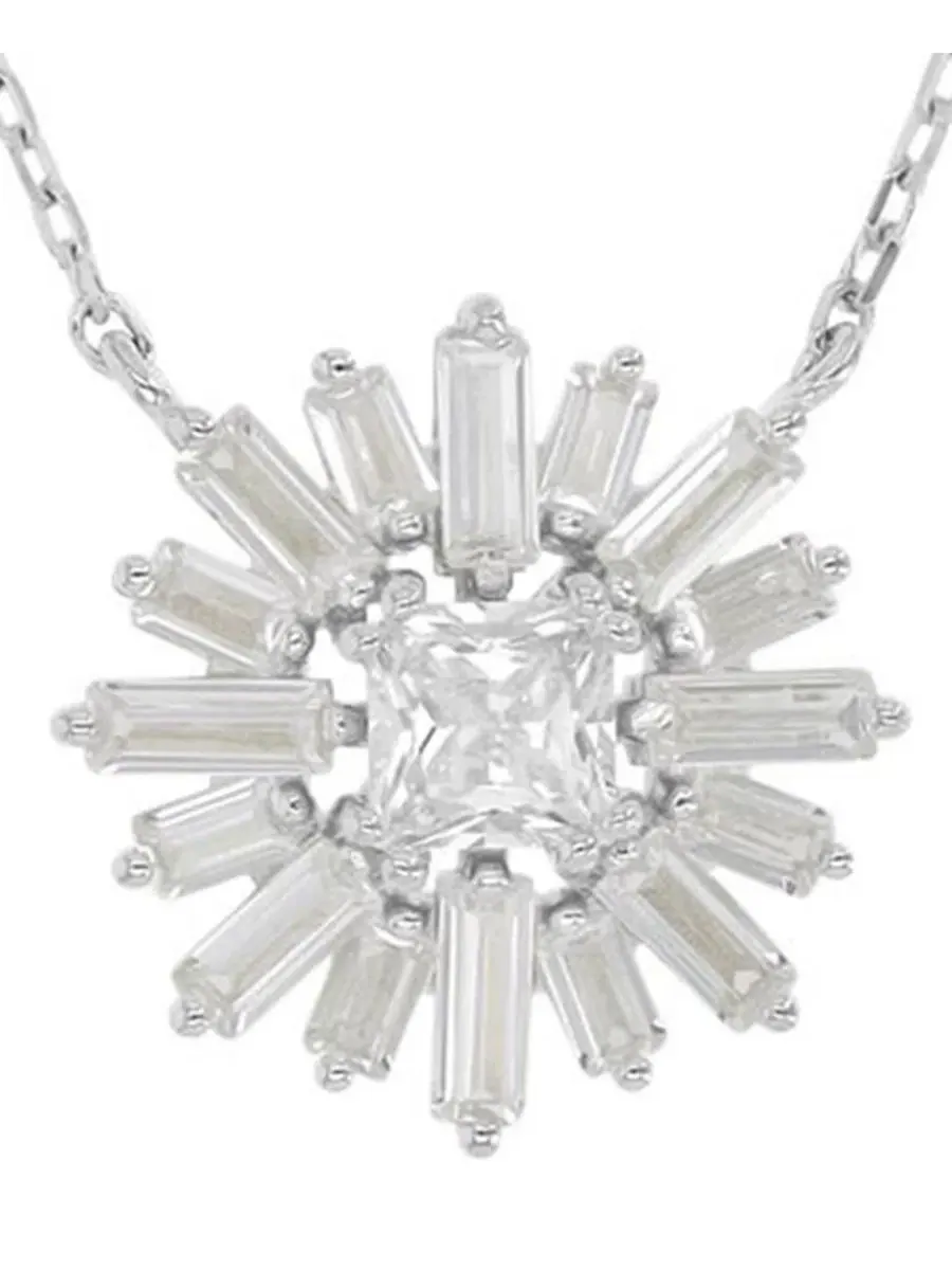 Кулон-солнце с цирконием Rhodium Over Sterling Silver Baguette and Princess Cut Cubic Zirconia — изображение 2 из 4