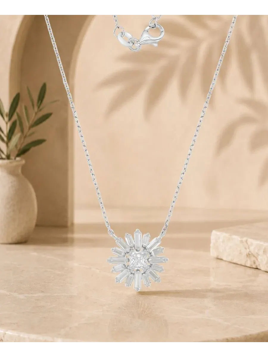 Кулон-солнце с цирконием Rhodium Over Sterling Silver Baguette and Princess Cut Cubic Zirconia — изображение 3 из 4