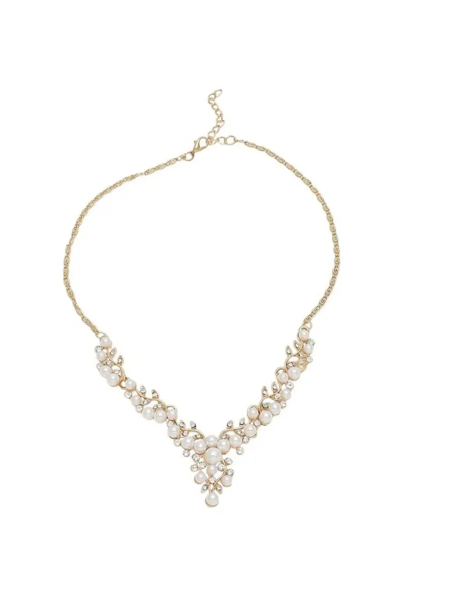 Ювелирный набор с жемчугом Gold Plated Pearl Jewellery Set SOHI — изображение 4 из 6, оттенок белый