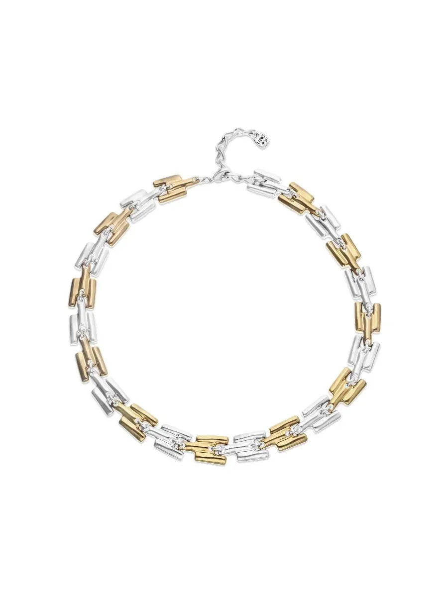 Колье-цепь с чередующимися звеньями Half 18K Gold Half Sterling Silver Alloy Necklace with Links — изображение 1 из 4