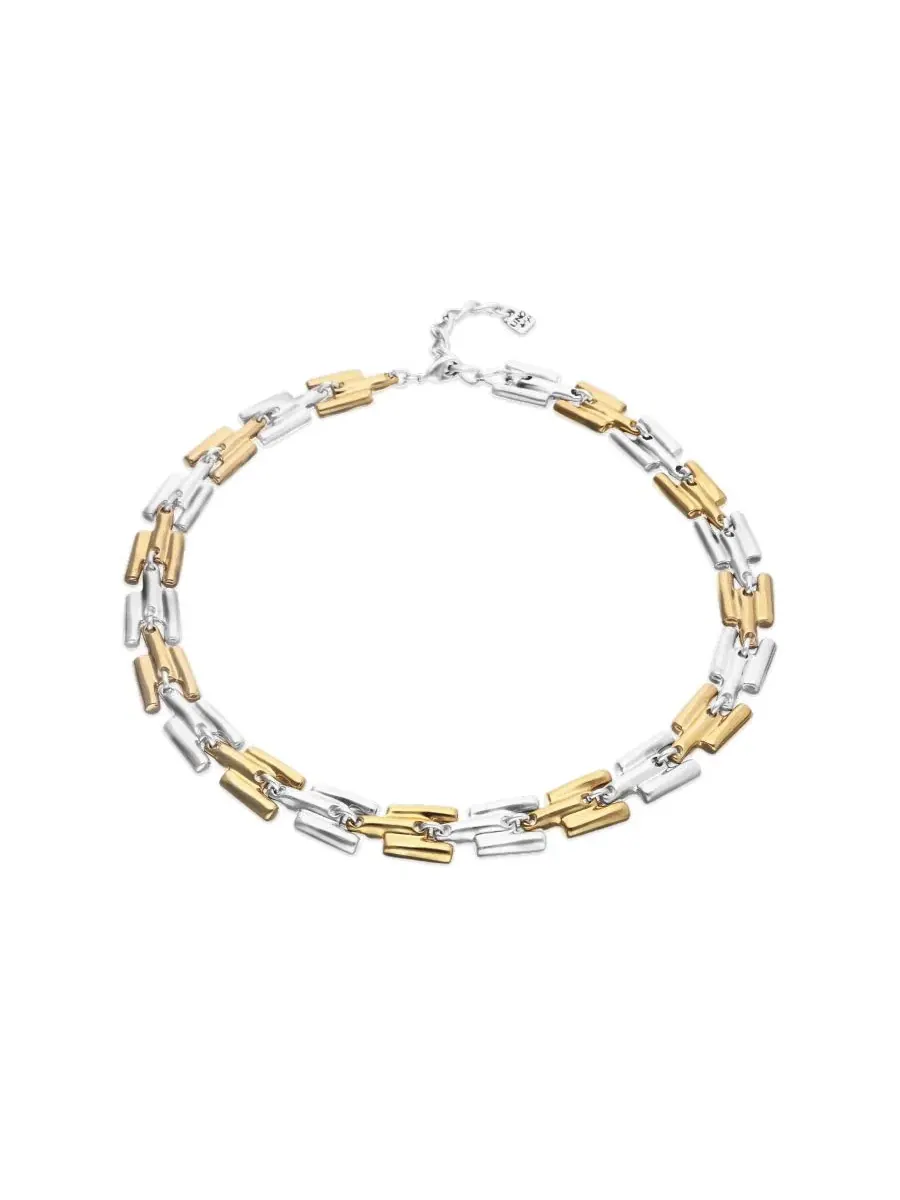 Колье-цепь с чередующимися звеньями Half 18K Gold Half Sterling Silver Alloy Necklace with Links — изображение 2 из 4