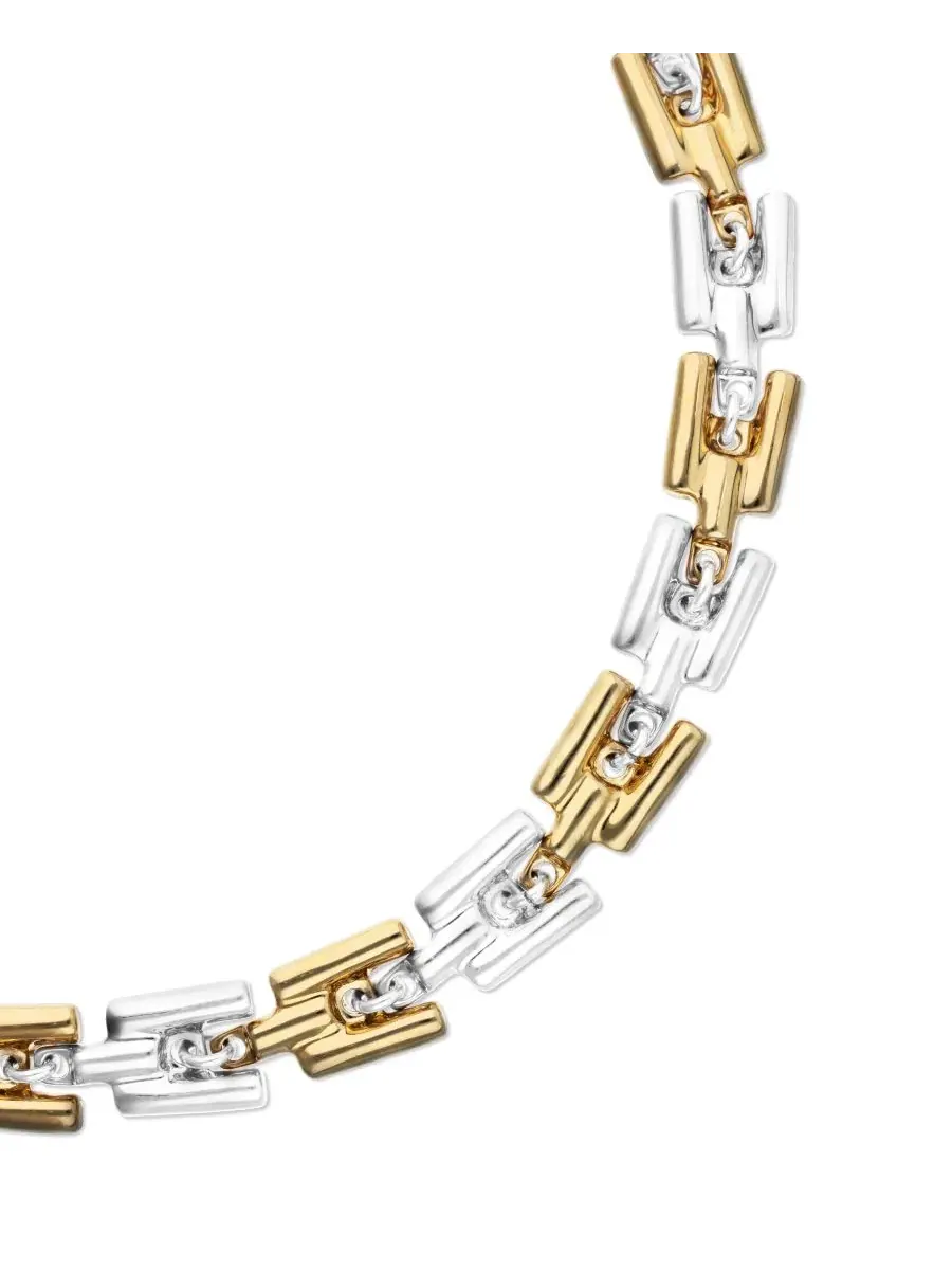 Колье-цепь с чередующимися звеньями Half 18K Gold Half Sterling Silver Alloy Necklace with Links — изображение 3 из 4