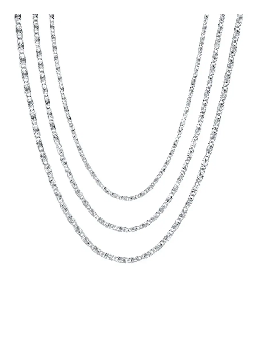 Ожерелье с тройным слоем цепей, модель Triple Strand Diamond Cut Chain And Now This — изображение 1 из 3, оттенок серебристый