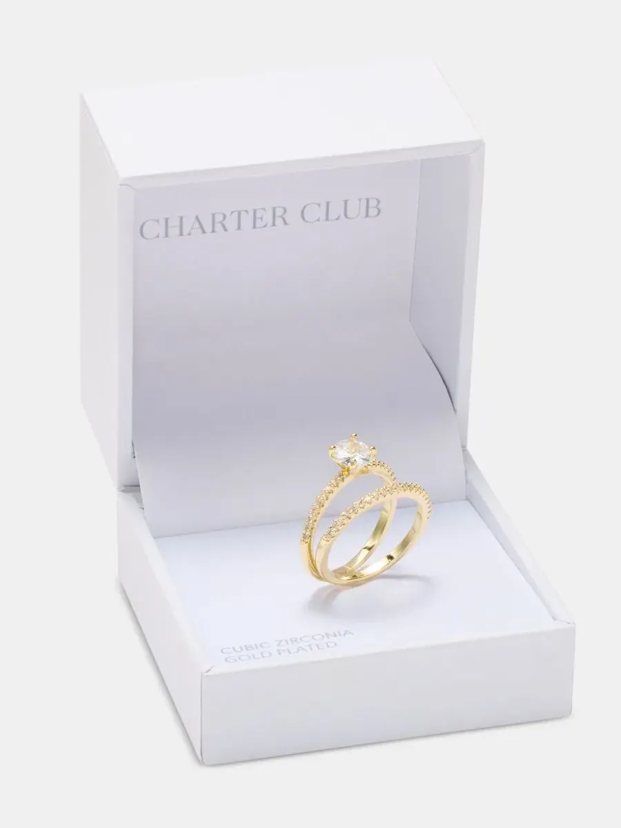Набор колец с инкрустацией кубическим цирконием Charter Club — изображение 2 из 3, оттенок золото