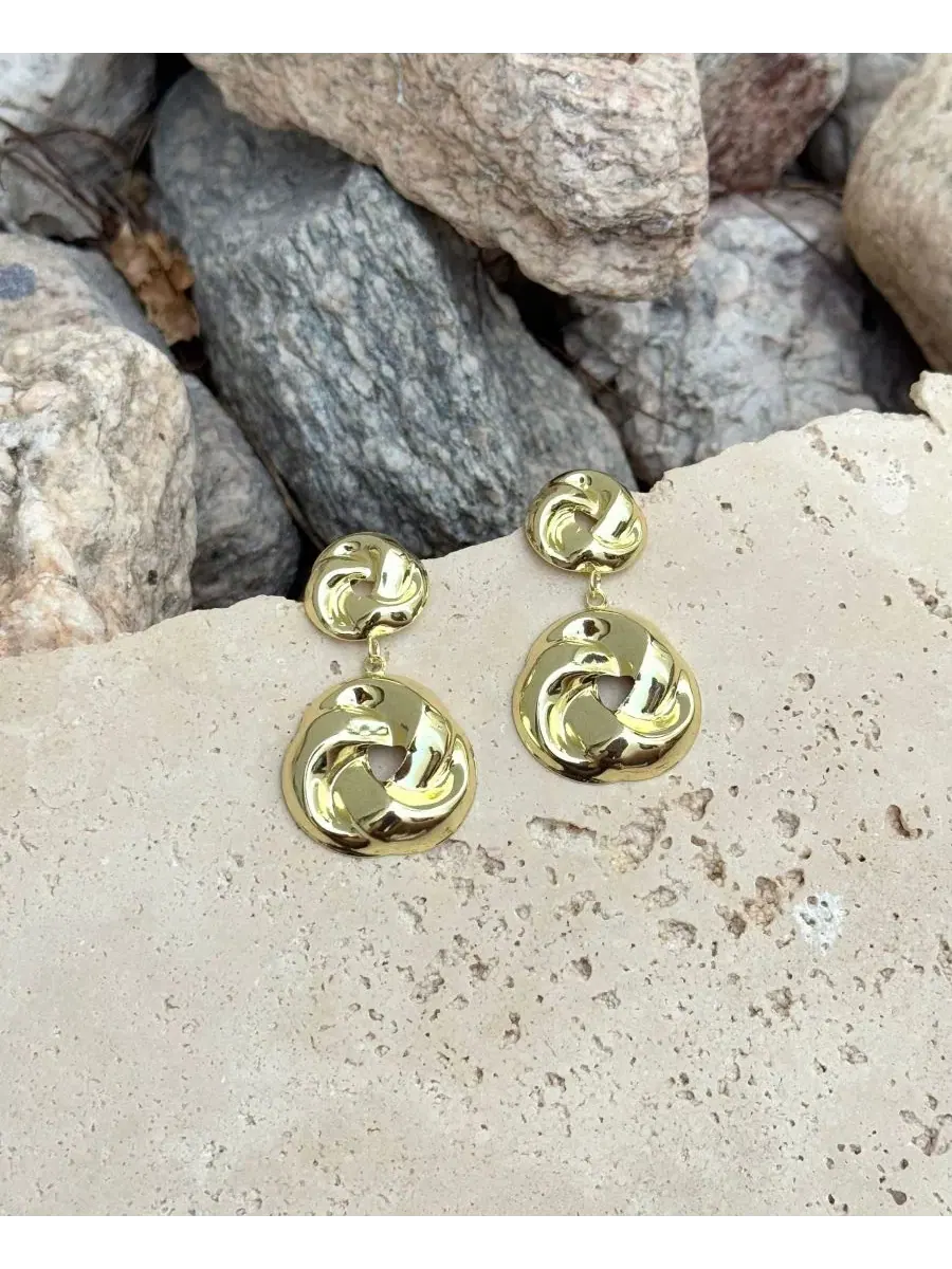 Золотые серьги-подвески с двойным узлом Adornia — изображение 4 из 5, оттенок золото