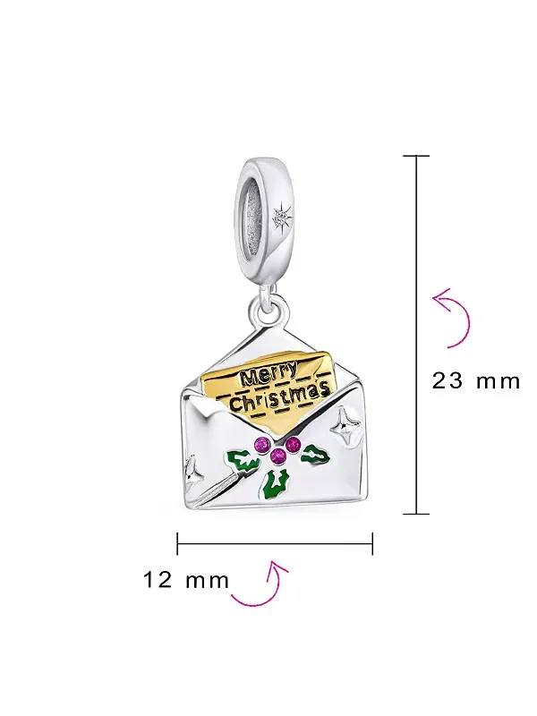 Подвеска-Конверт с надписью "Счастливого Рождества!" из серебра 925 пробы Bling Jewelry — изображение 4 из 4
