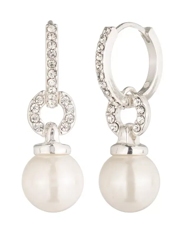 Серьги-Капельки Huggie Drop с искусственным жемчугом Lauren Ralph Lauren — изображение 1 из 2, оттенок белый