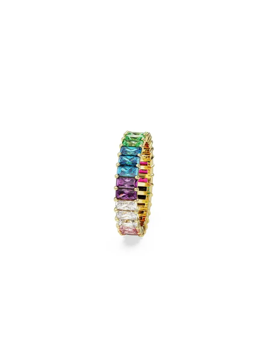 Многоцветное кольцо с багетной огранкой и золотым покрытием Swarovski — изображение 2 из 6, оттенок золото