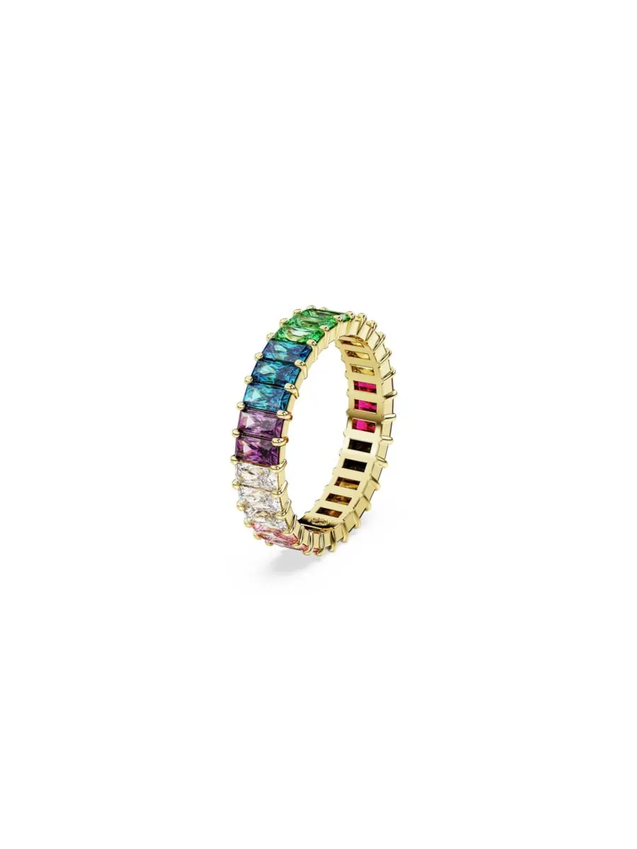 Многоцветное кольцо с багетной огранкой и золотым покрытием Swarovski — изображение 3 из 6, оттенок золото