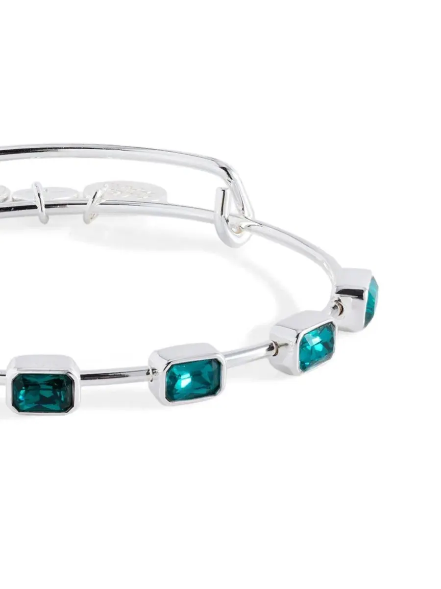 Браслет-подвеска с кристаллами, модель December Birthstone Emerald Cut Alex and Ani — изображение 2 из 3, оттенок серебряный