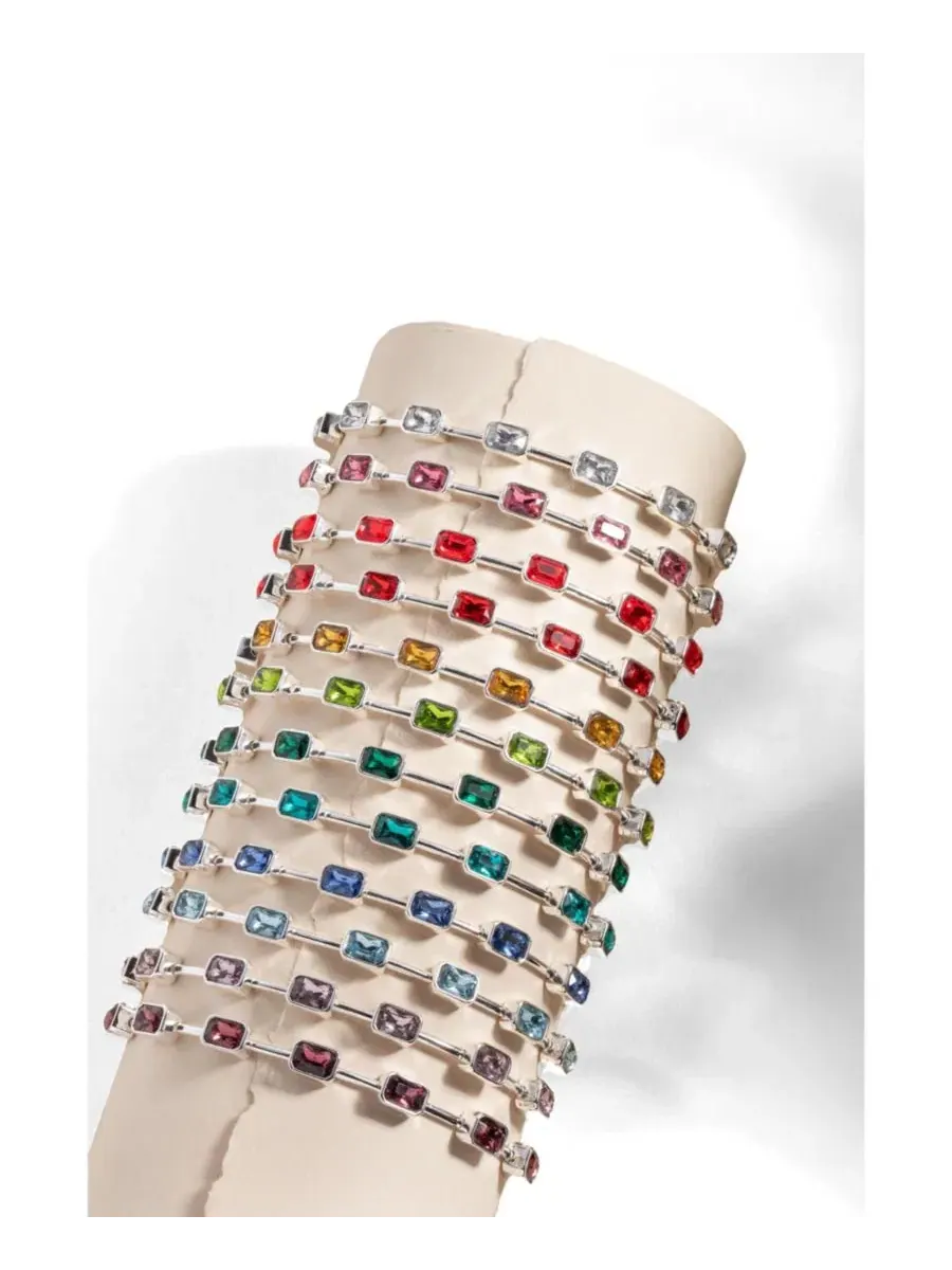 Браслет-подвеска с кристаллами, модель December Birthstone Emerald Cut Alex and Ani — изображение 3 из 3, оттенок серебряный