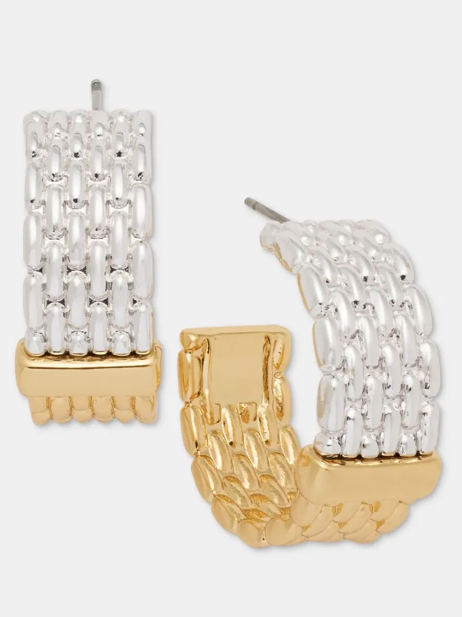 Серьги-кольца с эффектом браслета от часов, двухцветные Anne Klein