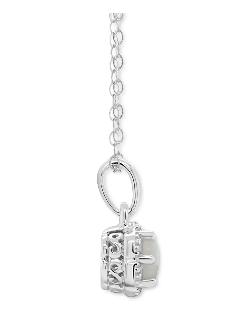 Подвеска-солитер с аквамарином, длиной 45 см, с зубчатым краем (общий вес 3/8 карата) — изображение 3 из 3, оттенок опаловый
