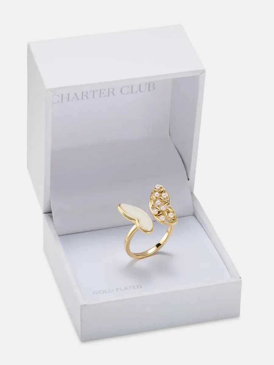 Кольцо-бабочка из перламутра и кубического циркония Charter Club — изображение 3 из 3, оттенок золото