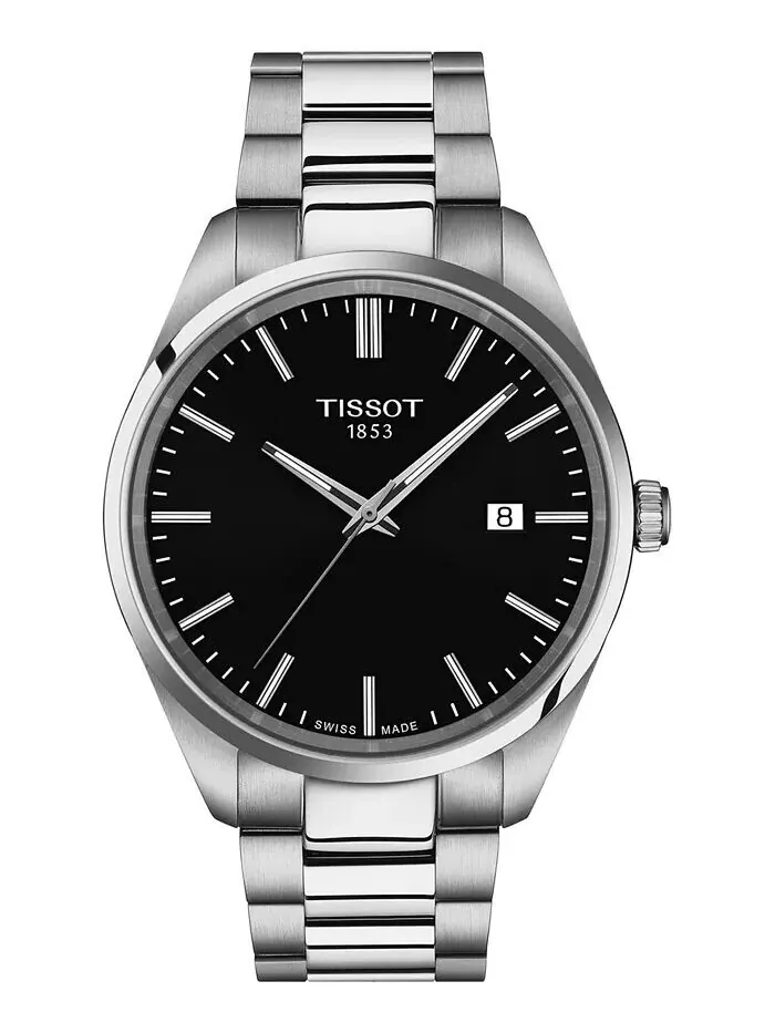 Мужские швейцарские часы PR 100 с браслетом из нержавеющей стали, 40 мм Tissot — изображение 1 из 5, оттенок черный