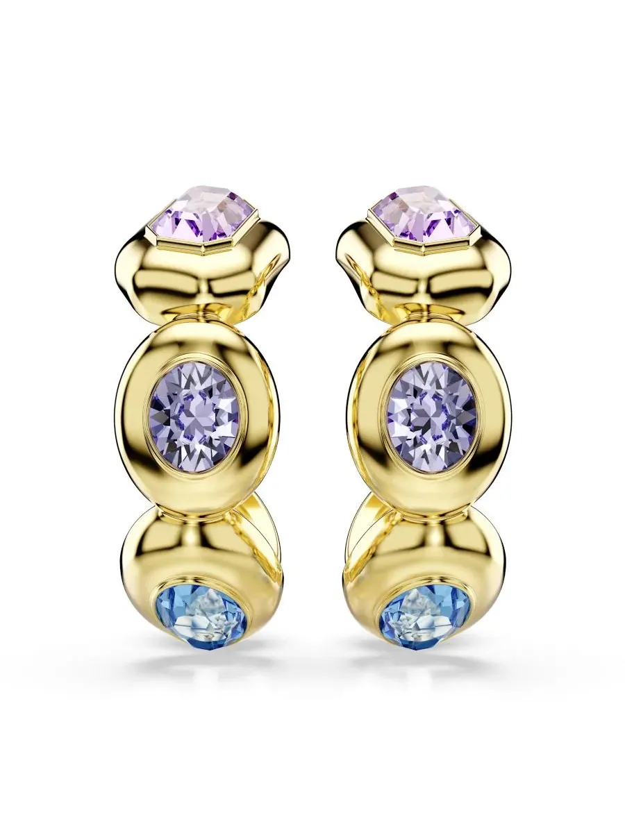 Серьги-кольца из латуни с золотым покрытием Swarovski — изображение 1 из 5, оттенок золото