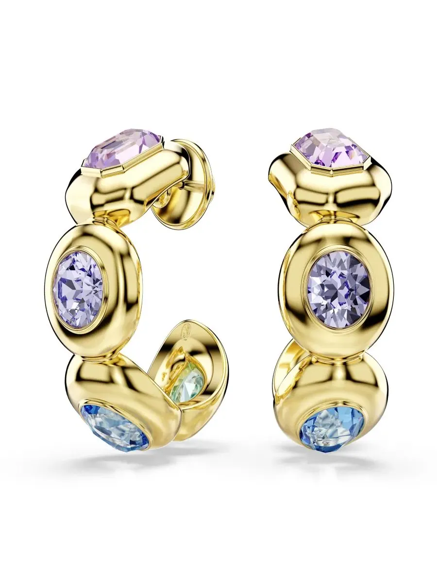 Серьги-кольца из латуни с золотым покрытием Swarovski — изображение 2 из 5, оттенок золото