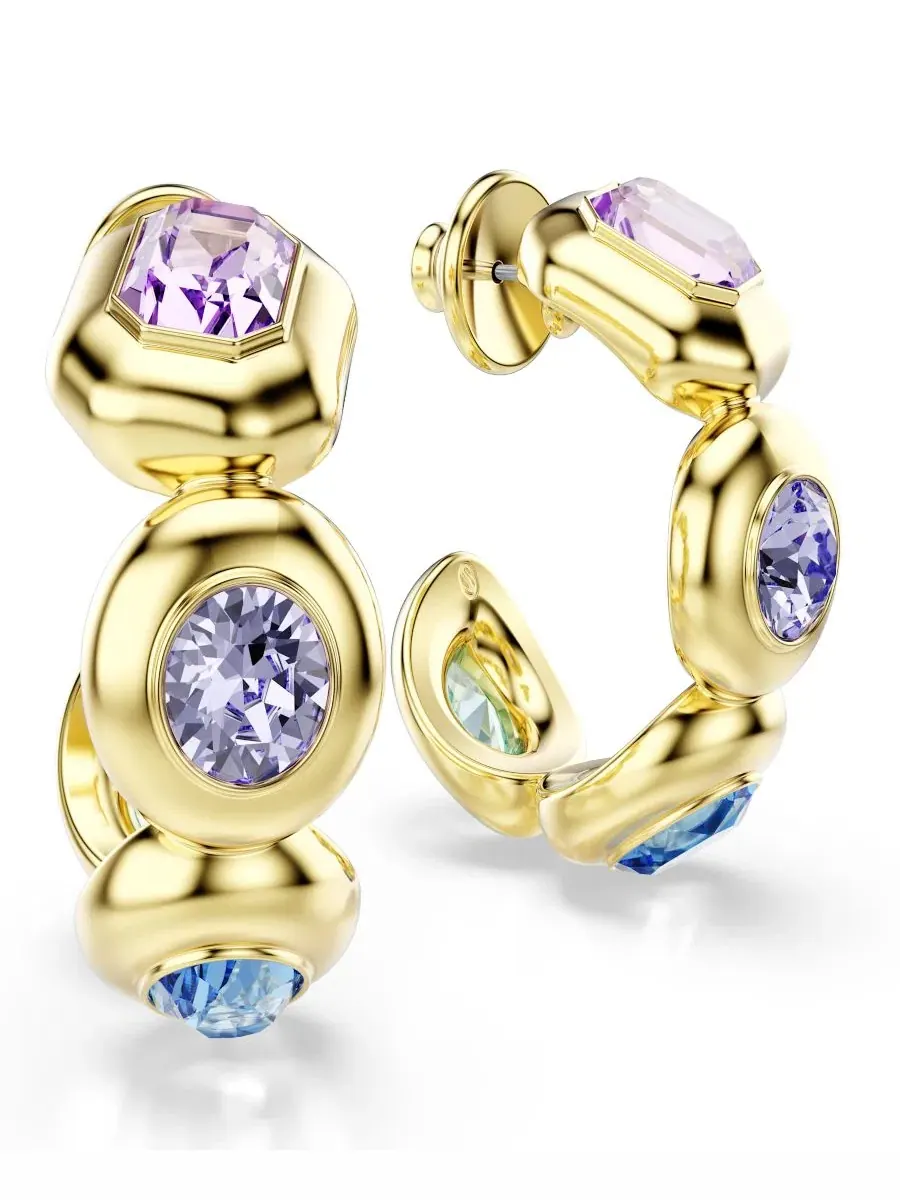 Серьги-кольца из латуни с золотым покрытием Swarovski — изображение 3 из 5, оттенок золото