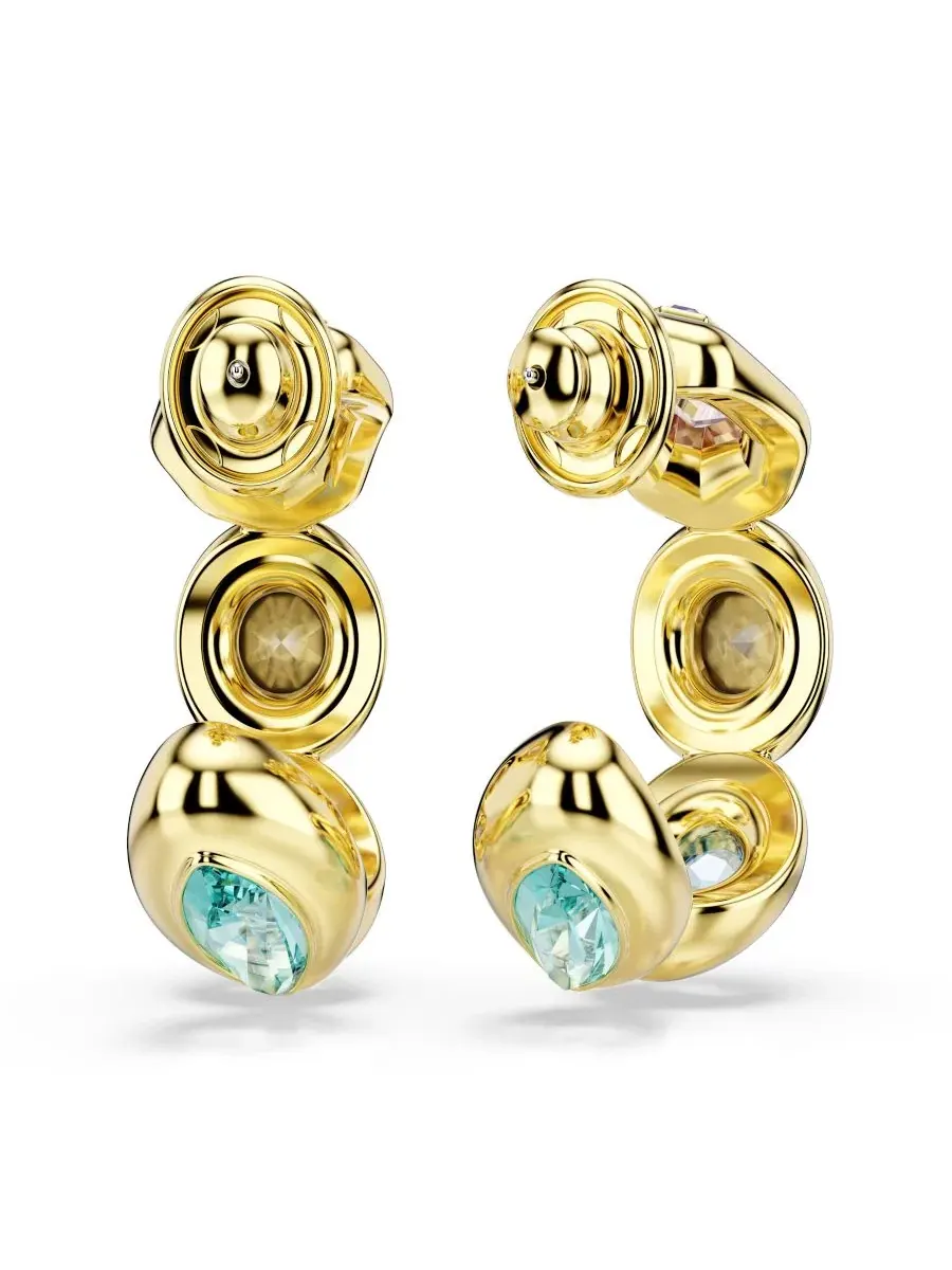 Серьги-кольца из латуни с золотым покрытием Swarovski — изображение 4 из 5, оттенок золото