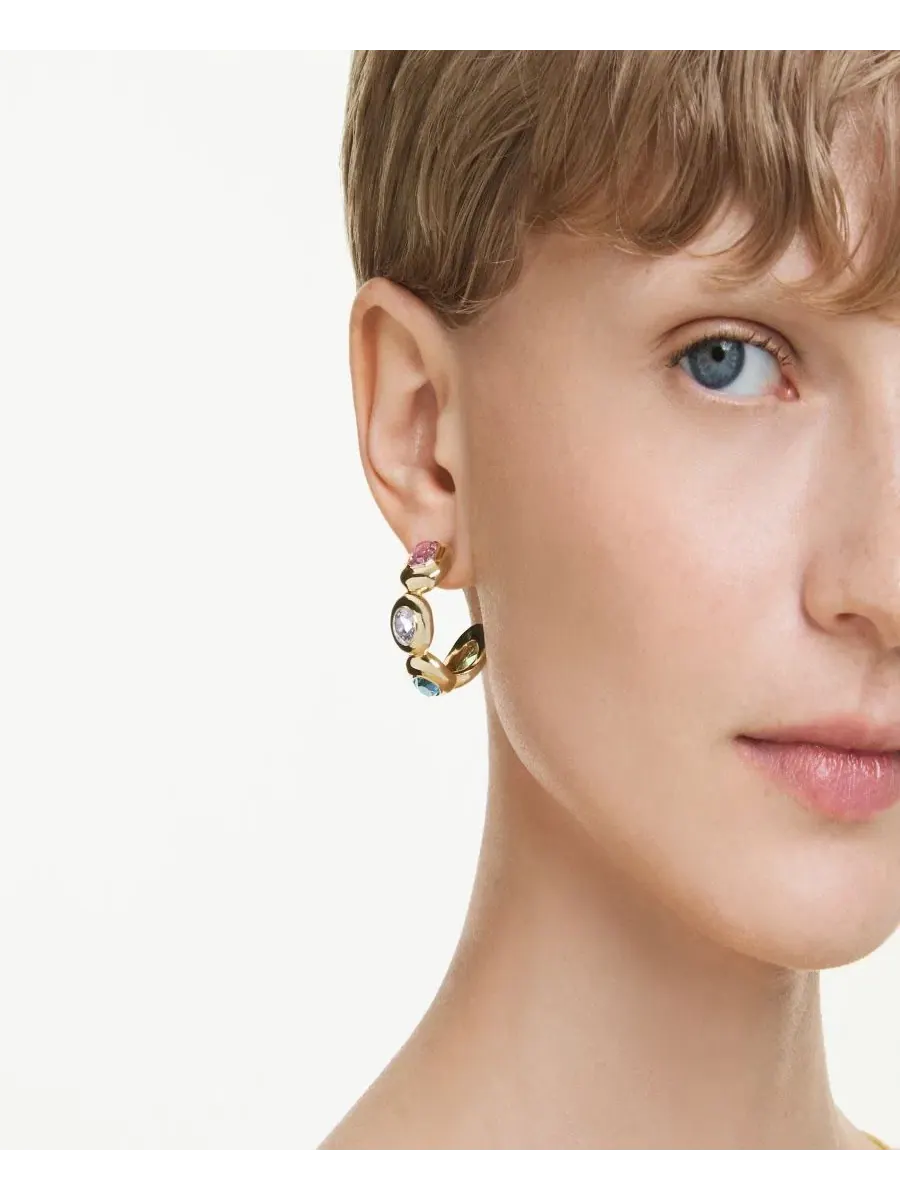 Серьги-кольца из латуни с золотым покрытием Swarovski — изображение 5 из 5, оттенок золото