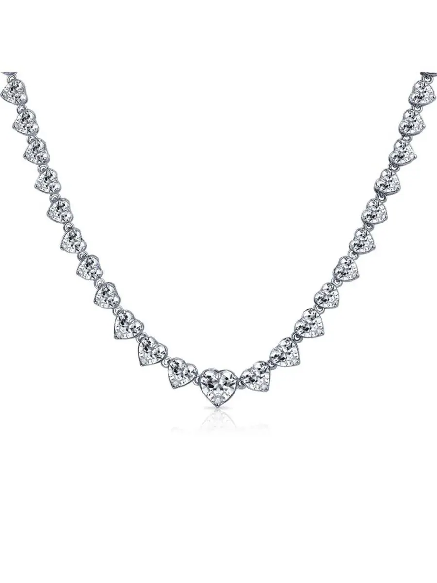 Классическое колье-подвеска в форме сердца с кубическим цирконием Bling Jewelry — изображение 1 из 3, оттенок прозрачный