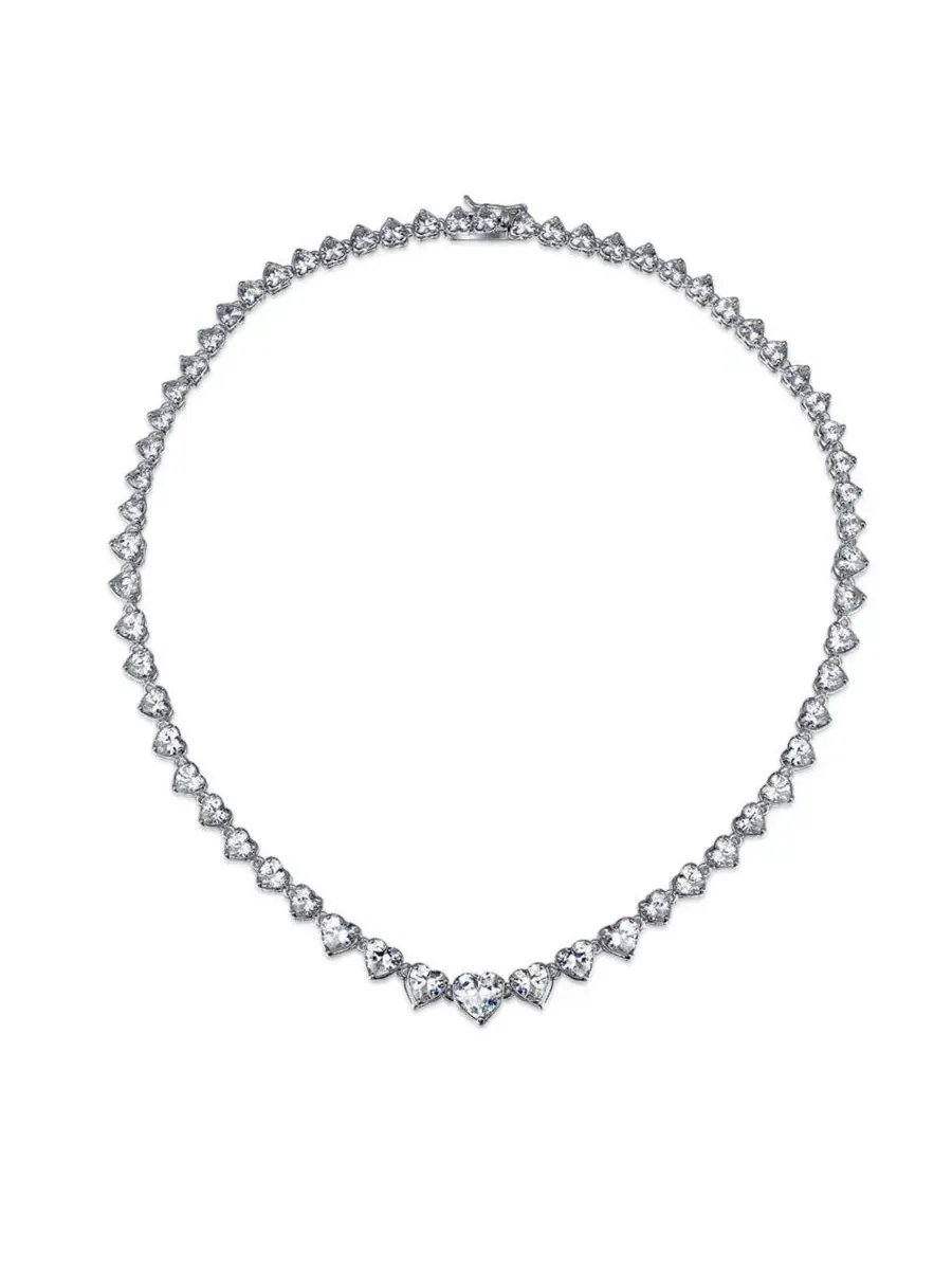 Классическое колье-подвеска в форме сердца с кубическим цирконием Bling Jewelry — изображение 2 из 3, оттенок прозрачный