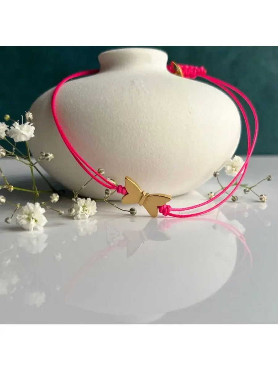Браслет с подвеской Hope and Rebirth Butterfly Mantra — изображение 2 из 3, оттенок желтый золотистый