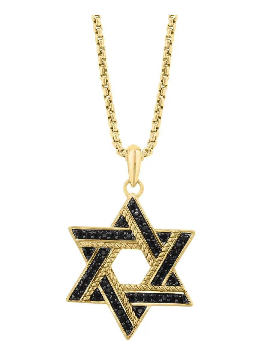 Кулон с черной шпинелью Star of David, золото поверх серебра EFFY Collection — изображение 1 из 4