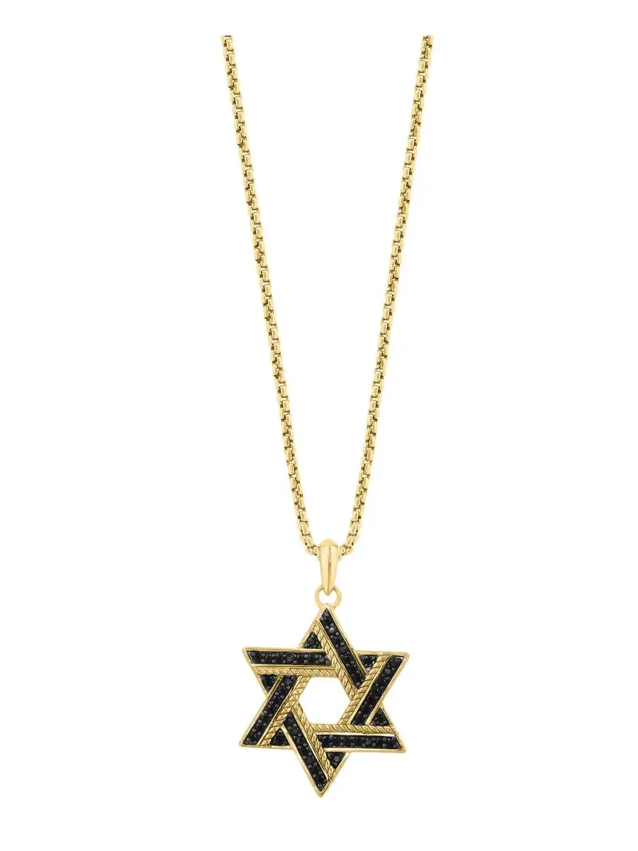Кулон с черной шпинелью Star of David, золото поверх серебра EFFY Collection — изображение 3 из 4