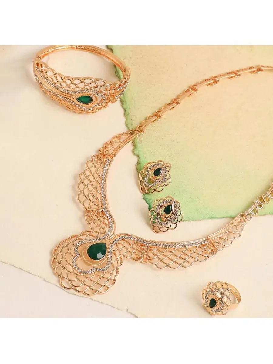 Ювелирный набор с камнями Gold Plated Stones Jewellery Set SOHI — изображение 2 из 9, оттенок золото