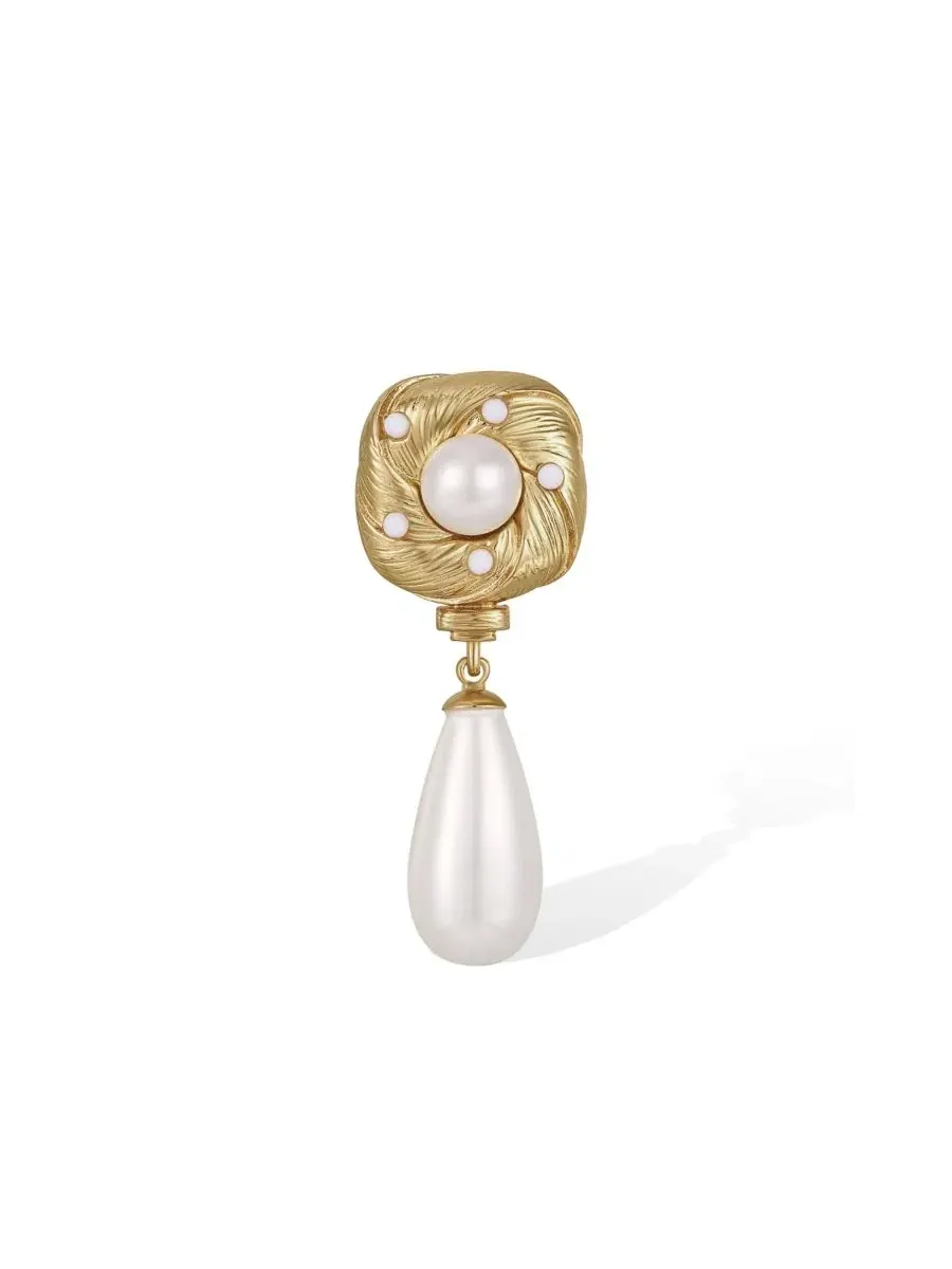 Серьги-капли с жемчугом, модель Canary Earrings RETRO CHIC — изображение 2 из 4, оттенок золото