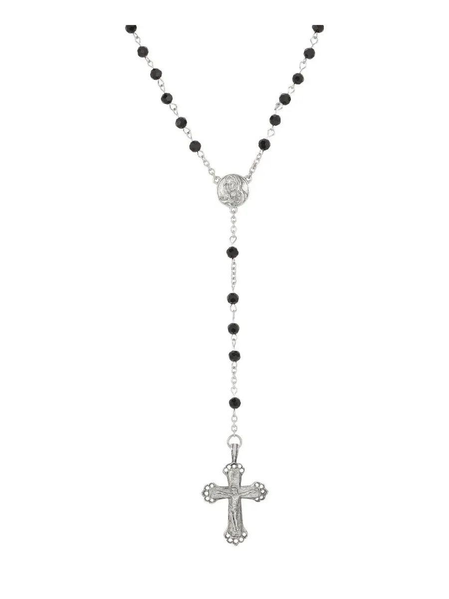 Оловянные четки с черными бусинами в виде Девы Марии Symbols Of Faith — изображение 1 из 3, оттенок черный