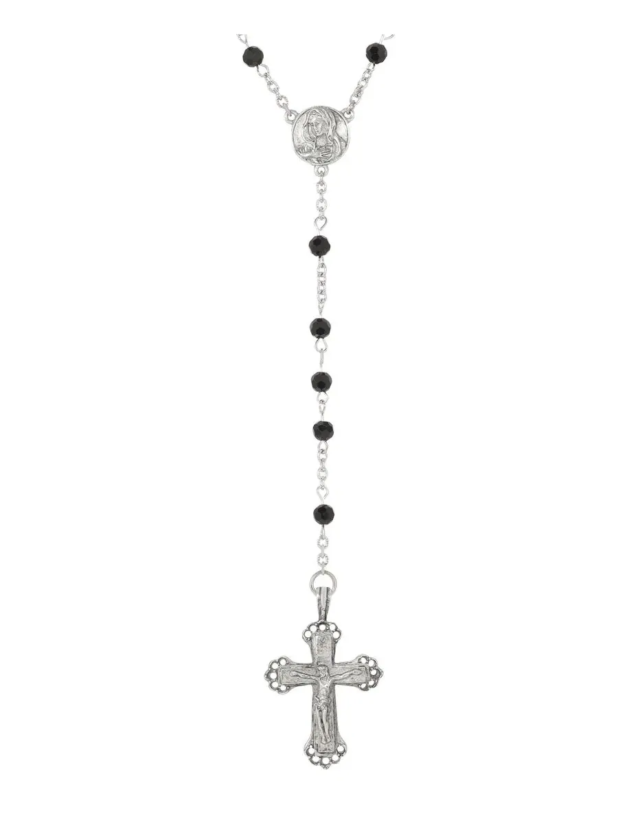 Оловянные четки с черными бусинами в виде Девы Марии Symbols Of Faith — изображение 2 из 3, оттенок черный
