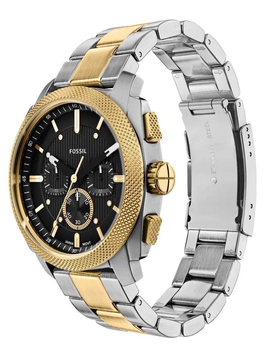 Мужские часы Machine Chronograph из двухцветной нержавеющей стали, 44 мм Fossil — изображение 4 из 7, оттенок мульти