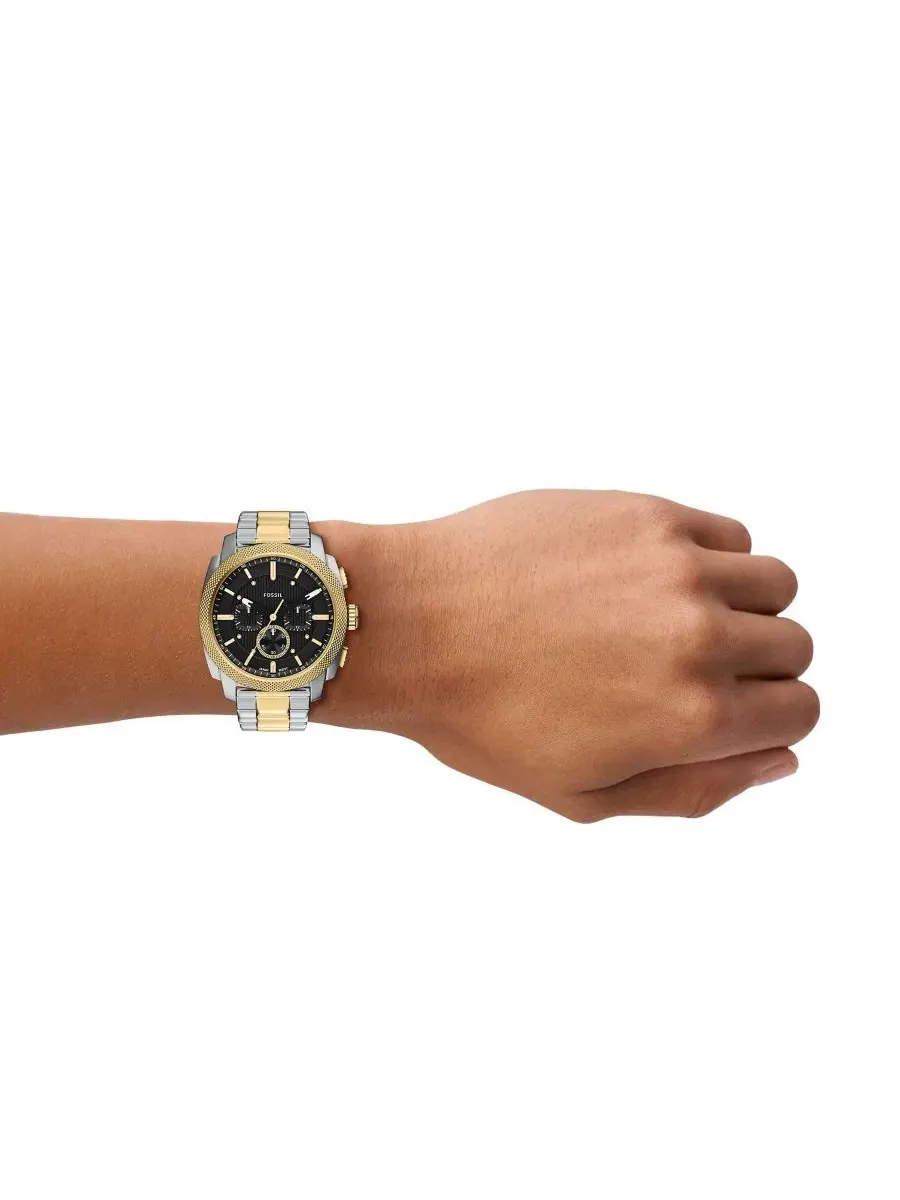 Мужские часы Machine Chronograph из двухцветной нержавеющей стали, 44 мм Fossil — изображение 7 из 7, оттенок мульти