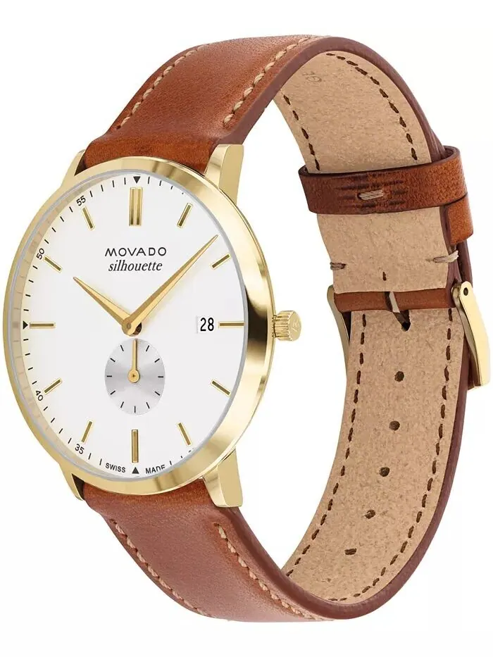 Мужские часы Heritage Silhouette из швейцарского кварца с коньячным ремешком из натуральной кожи — изображение 2 из 3