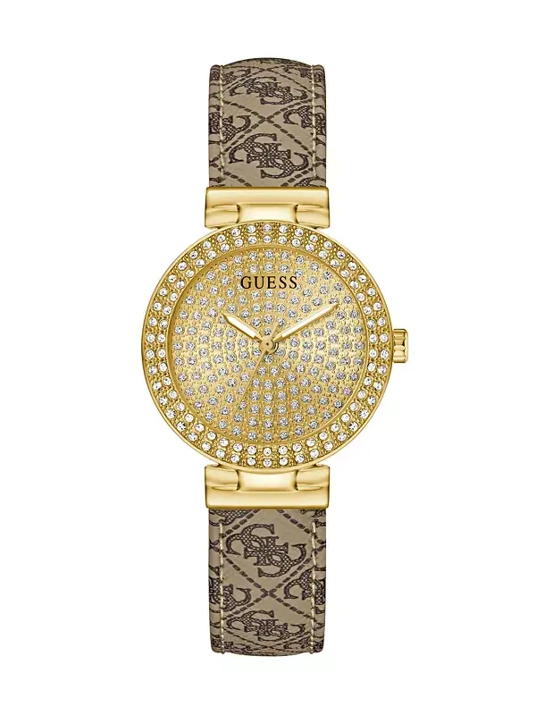 Женские аналоговые часы бежево-золотистого цвета, 32 мм Guess