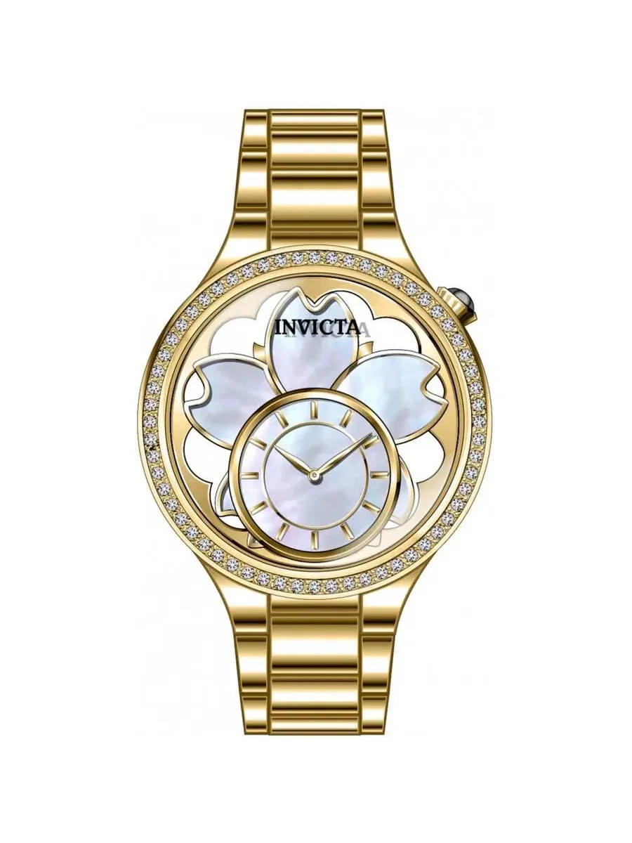 Женские часы Wildflower с перламутровым циферблатом и металлическим браслетом Invicta — изображение 1 из 3, оттенок золото