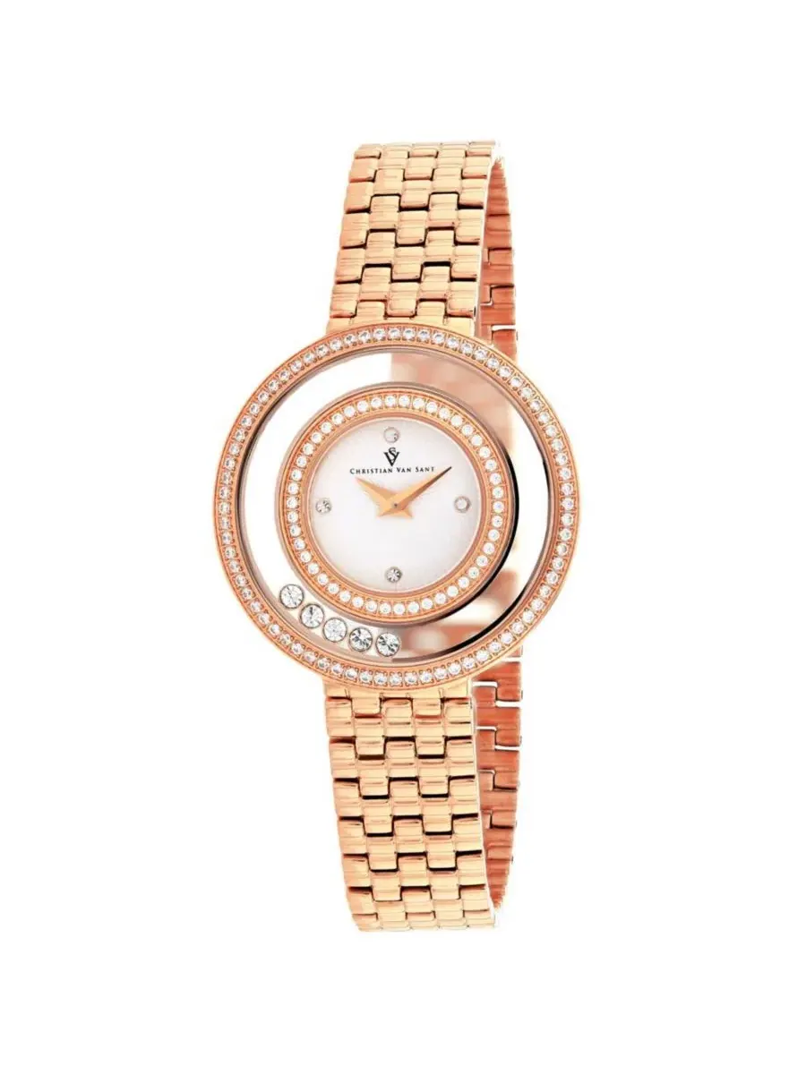Женские наручные часы Gracieuse White Dial Christian Van Sant — изображение 1 из 2, оттенок золото