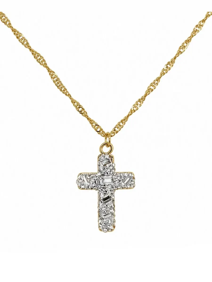 Кулон-крест с кристаллами, модель Cross Pendant And Now This — изображение 1 из 5, оттенок золото