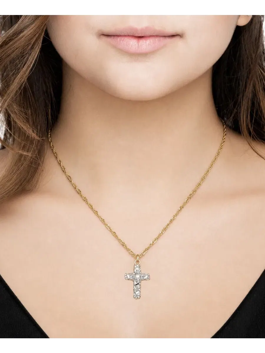 Кулон-крест с кристаллами, модель Cross Pendant And Now This — изображение 5 из 5, оттенок золото