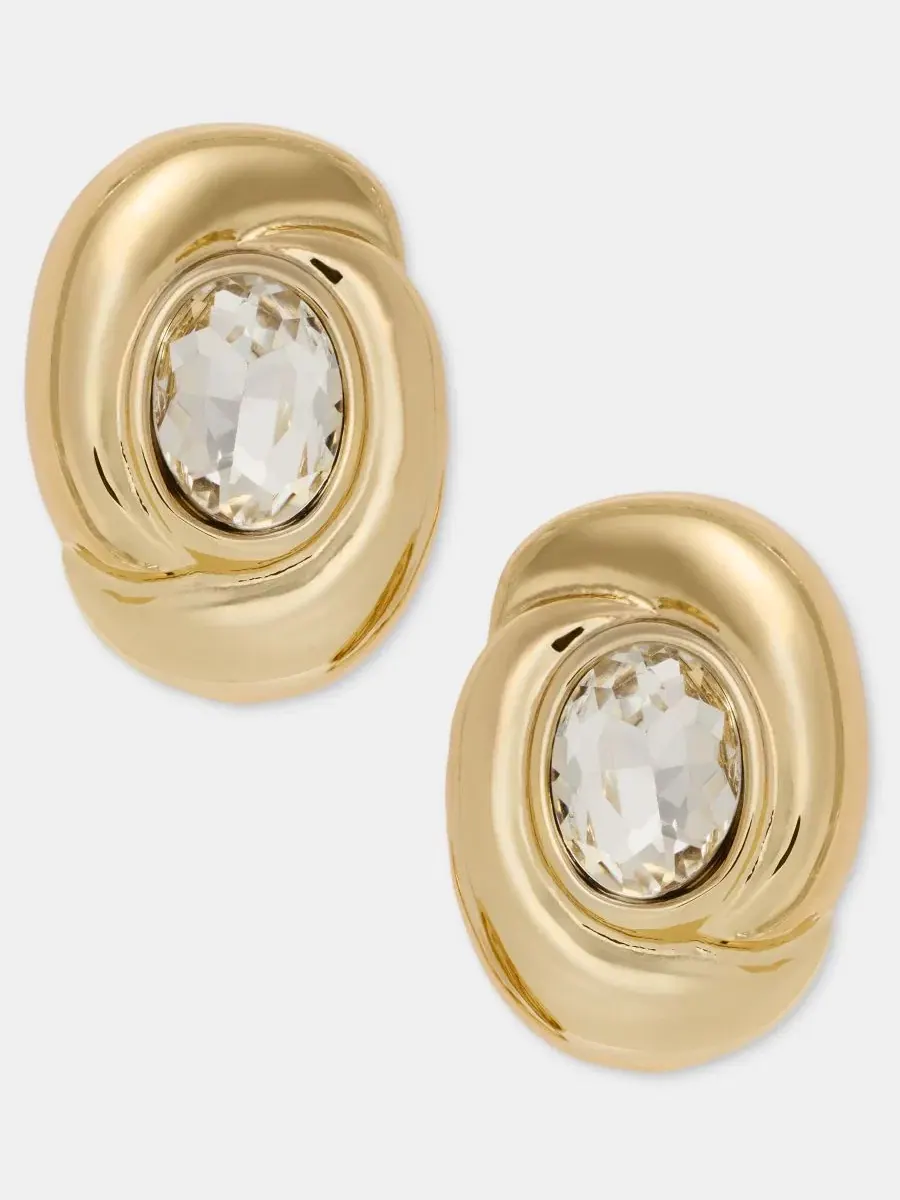 Серьги-пусеты с кристаллами и витым дизайном Anne Klein — изображение 1 из 4, оттенок прозрачный