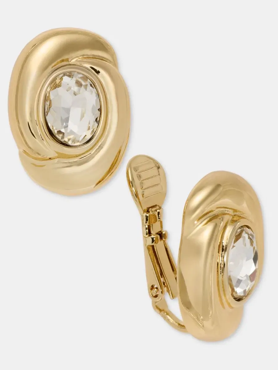 Серьги-пусеты с кристаллами и витым дизайном Anne Klein — изображение 2 из 4, оттенок прозрачный